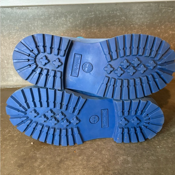 Timberland X SpongeBob SquarePants Nubuck Blue Leather Boots Boys 3 W 4.5 - Picture 9 of 13